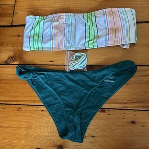 Two piece bikini - teal bottom and strapless top!